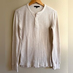 Banana Republic Rustic Waffle Knit Henley in Oatmeal Heather